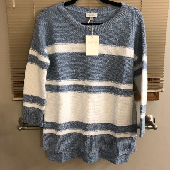 KINROSS Stripe Boatneck Sweater 100% Cotton - Picture 3 of 6